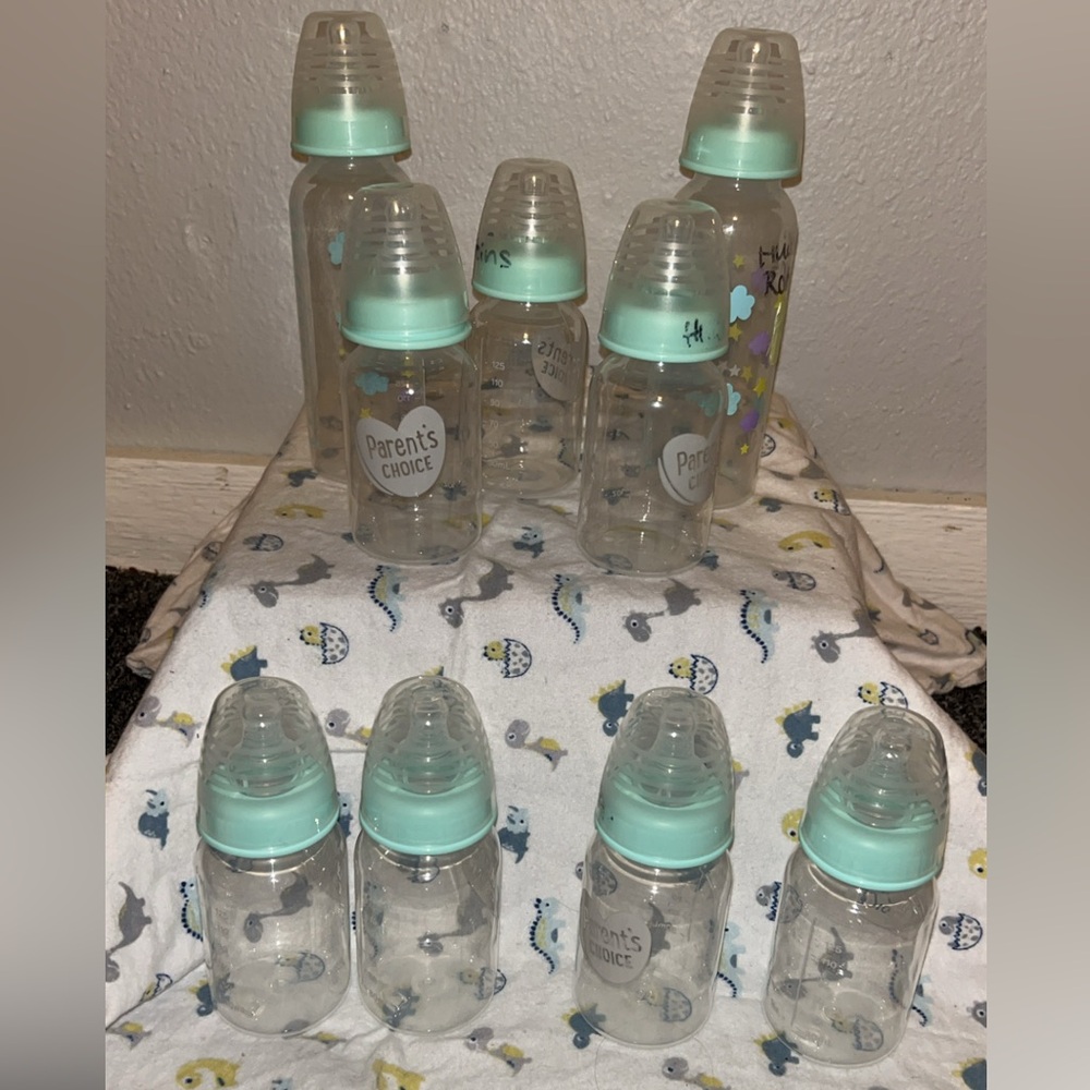 Parent's Choice Baby Bottles with Teal Caps